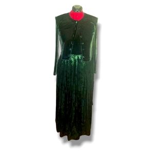 Coldwater Creek Green Velvet Dress and Cardigan